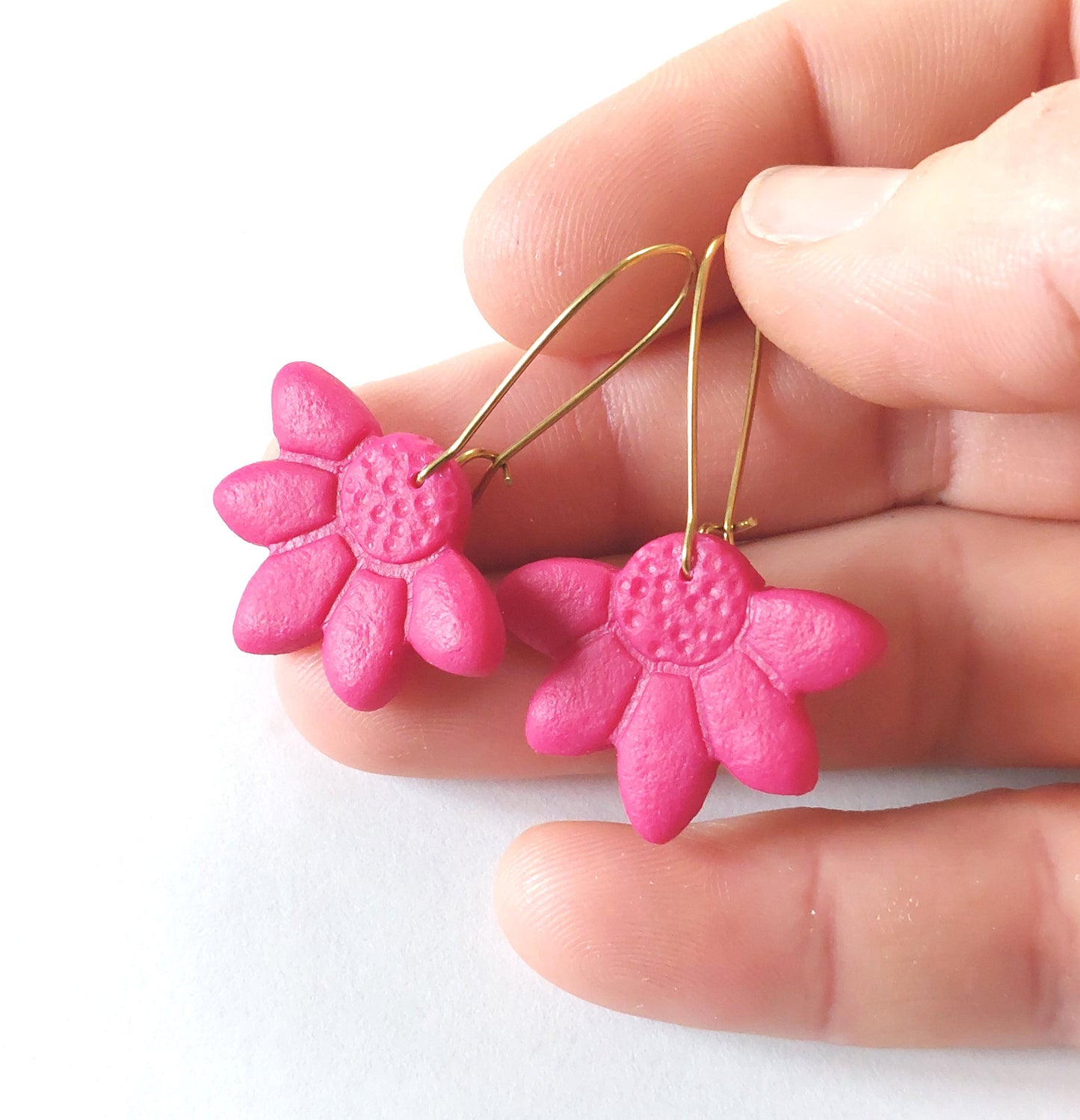 Statement Ohrringe Polymer Clay  Blumen pink gold nach Wahl