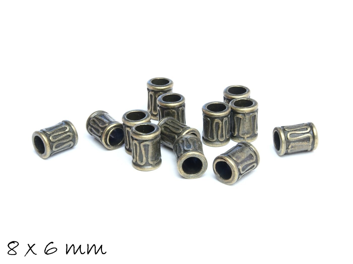 20 Stück Spacer Perlen Tube 8 x 6 mm bronze