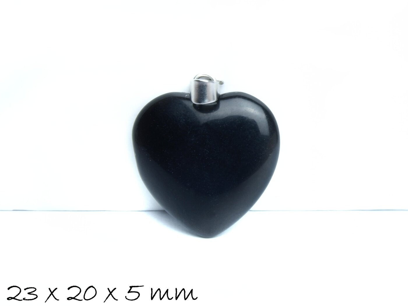 1 Stück Herz Anhänger Schwarzer Achat 23 x 20 mm