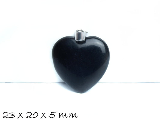 1 Stück Herz Anhänger Schwarzer Achat 23 x 20 mm