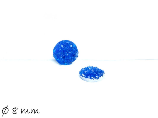 8 Stück runde Resin Cabochons Druzy-Imitat Ø 8 mm, blau