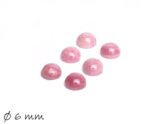 2 Stück Edelstein Cabochons, Rosenspat, Rhodochrosit, 6 mm