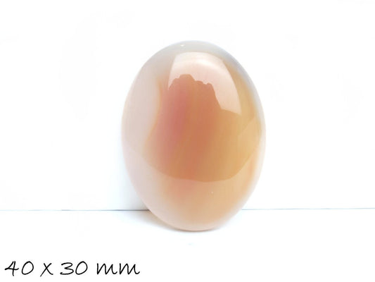 1 Edelstein Cabochons Achat, 40 x 30 mm, creme, altrosa