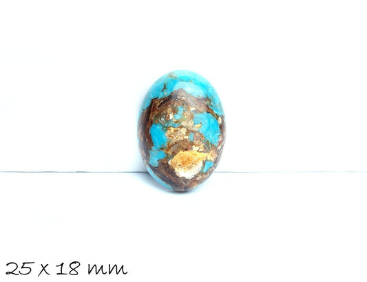 1 Stück ovaler Edelstein Cabochon,  synthetischer Regalit, 25 x 18 mm, hellblau