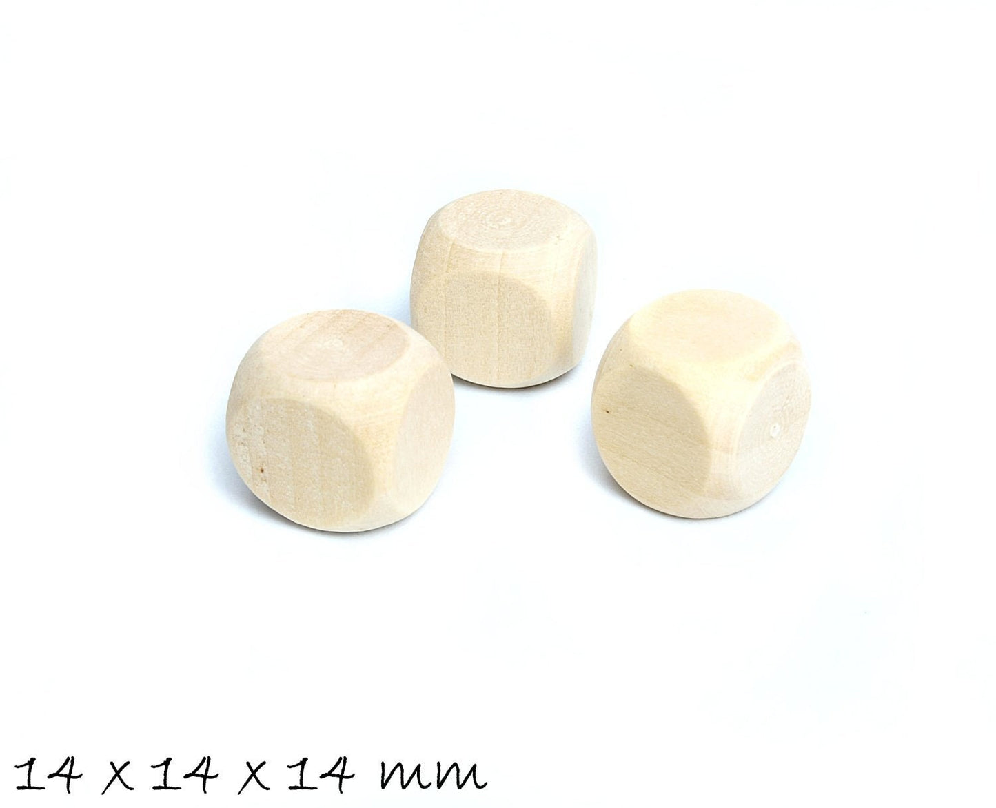 10 Stück Würfel aus Holz, naturbelassen und ohne Bohrung, 14 x 14 x 14 mm