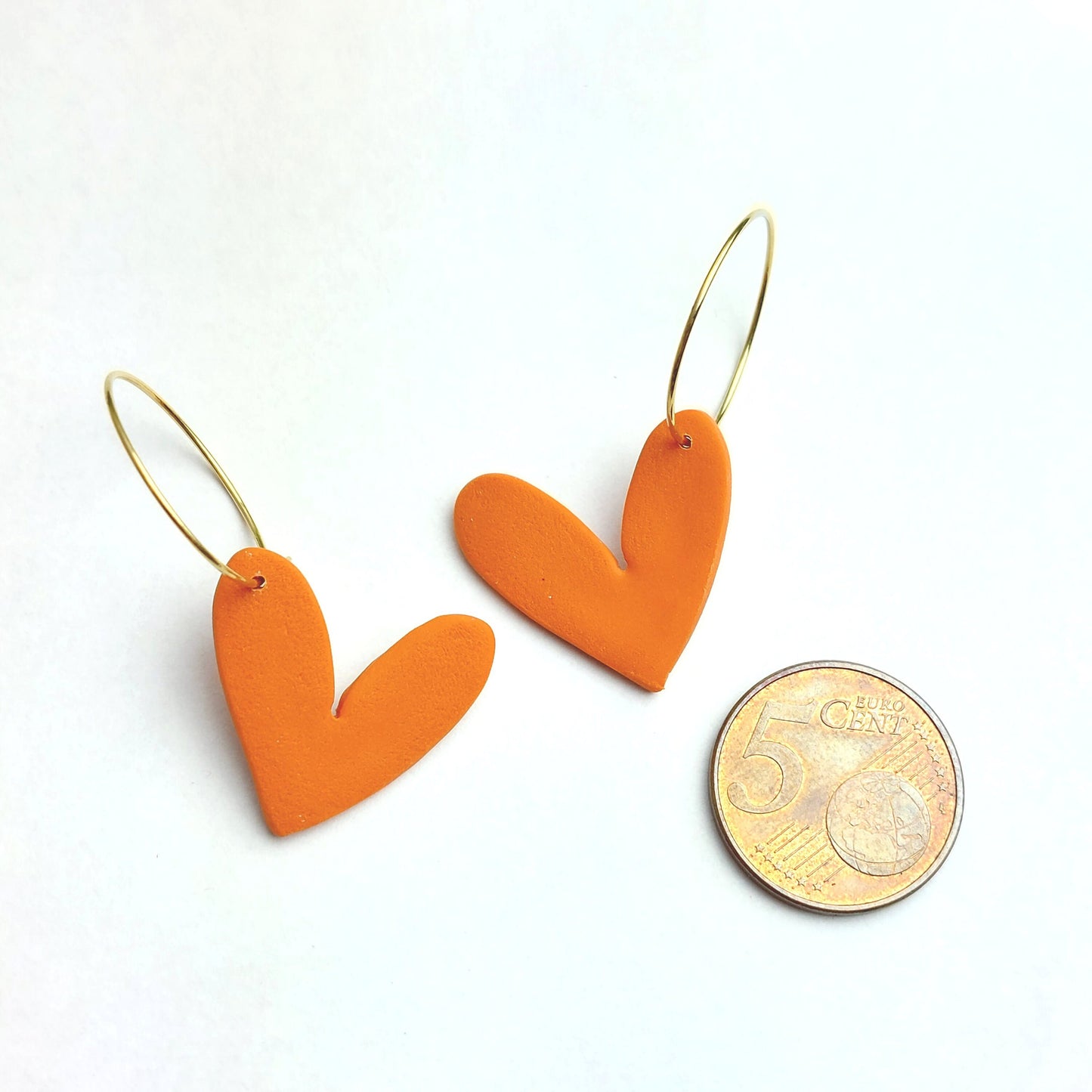Statement Ohrringe Polymer Clay Blüten Herzen orange Creolen nach Wahl