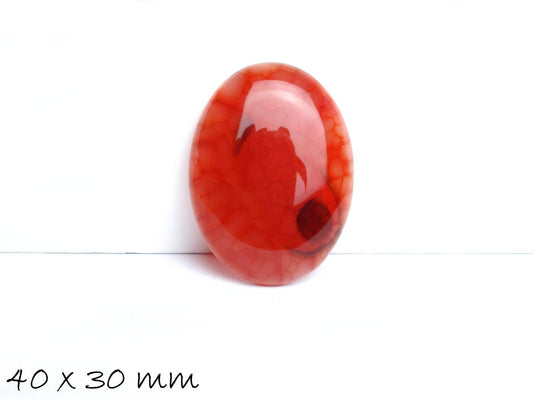 1 Edelstein Cabochon Drachenader Achat 40 x 30 mm orange-schwarz