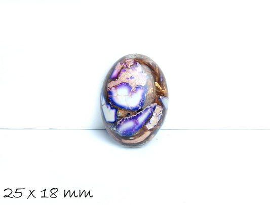 1 Stück ovaler Edelstein Cabochon,  synthetischer Regalit, 25 x 18 mm, lila