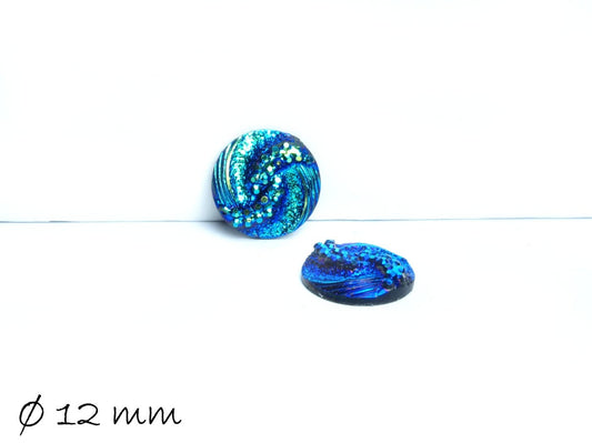 6 Stück runde Resin Cabochons Ø 12 mm blau, 2