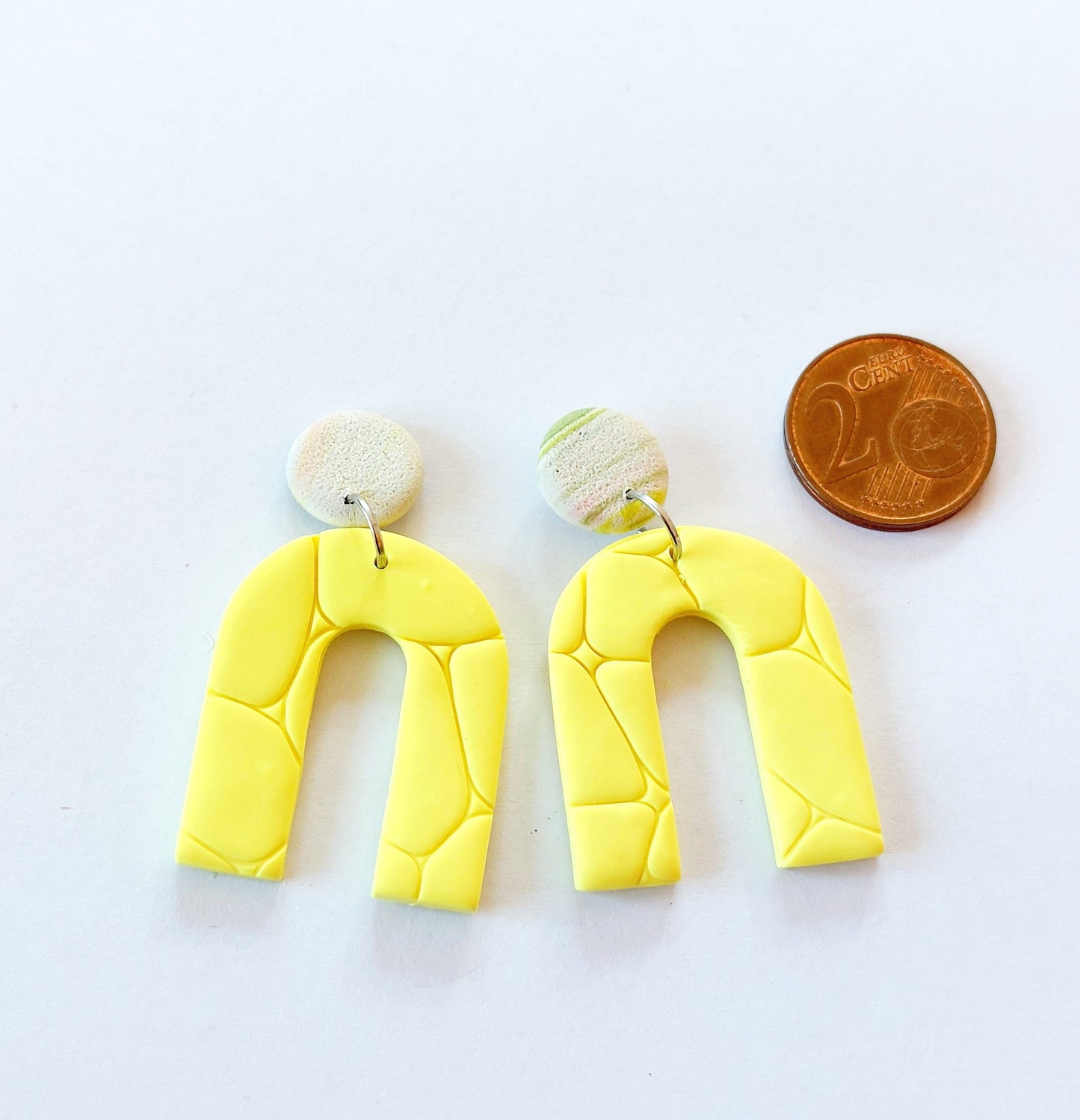 Statement Ohrringe Polymer Clay Sommer Zitronen gelb weiß nach Wahl