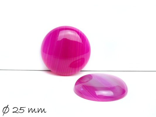 1 Stück Edelstein Cabochon, Achat, Ø 25 mm, pink-weiß