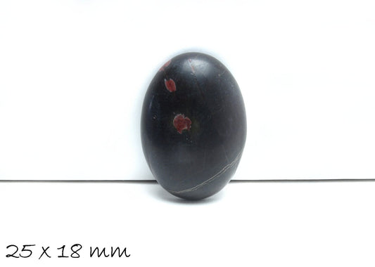 1 Stück Edelstein Cabochon, Picture Jasper, Stein, 25 x 18 mm, weiß-grün-rot