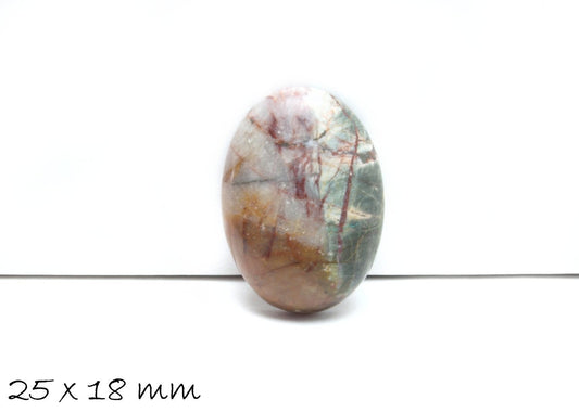 1 Stück Edelstein Cabochon, Picture Jasper, Stein, 25 x 18 mm, rot-gelb