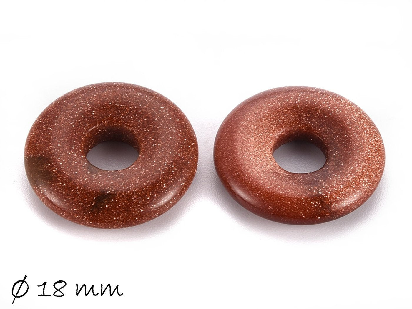 1 Stück Donut Anhänger Edelstein verschiedene Sorten, Ø 18 mm