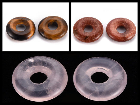 1 Stück Donut Anhänger Edelstein verschiedene Sorten, Ø 18 mm