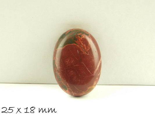 1 Stück Edelstein Cabochon, Picture Jasper, Stein, 25 x 18 mm, rot