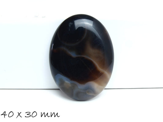 1 Edelstein Cabochons Achat, 40 x 30 mm braun-schwarz