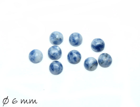 2 Stück Edelstein Cabochons, Sodalith, blau-weiß, 6 mm