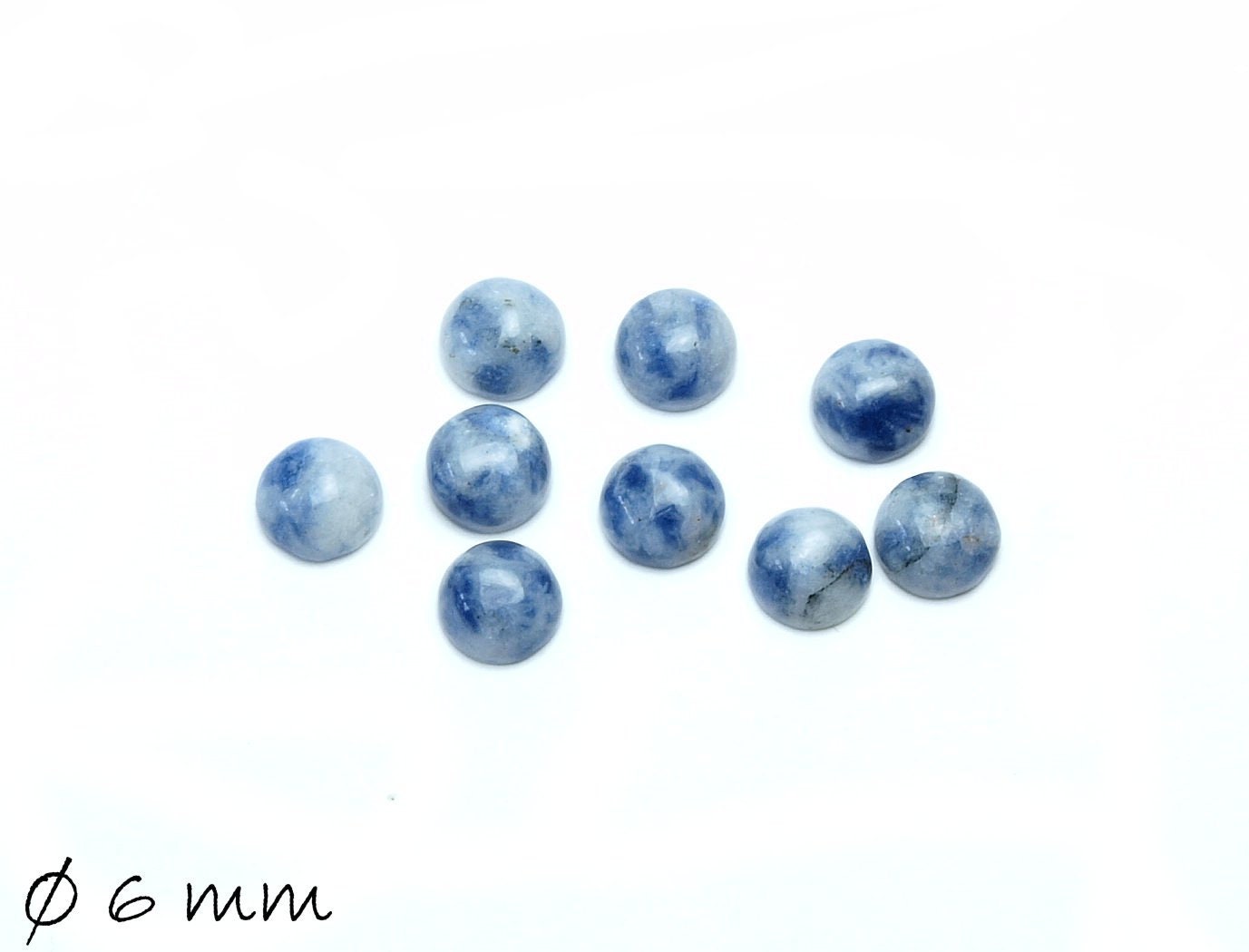 2 Stück Edelstein Cabochons, Sodalith, blau-weiß, 6 mm