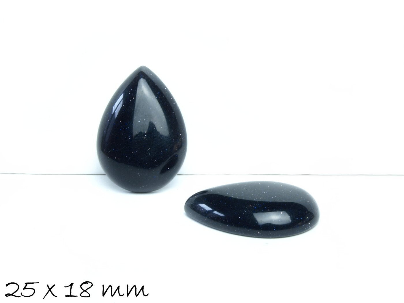 1 Stück Tropfen-Cabochon, Goldfluss , 25 x 18 mm, lila