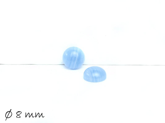 2 Stück Edelstein Cabochons Achat, rund, hellblau Ø 8 mm