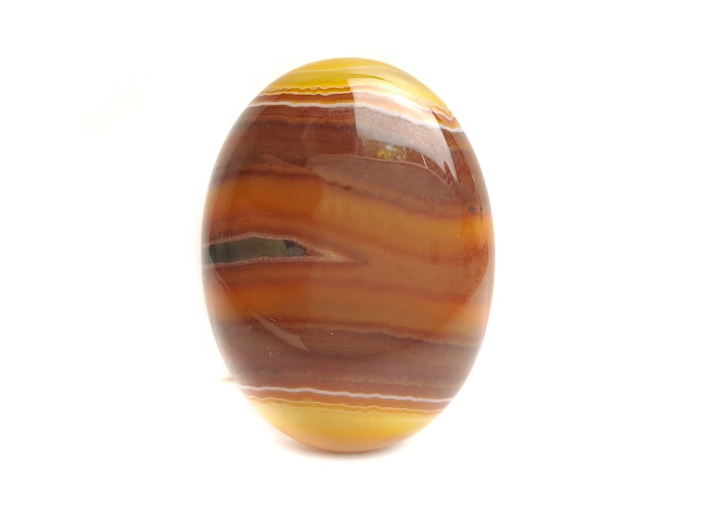 1 Stück Edelstein Cabochon Achat 40 x 30 mm braun-gelb-weiß