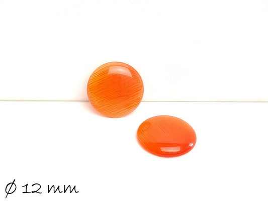 10 Stück runde Cateye Glas Cabochons 12 mm, rot