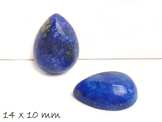 2 Stück Edelstein Tropfen-Cabochons Lapis Lazuli, 14 x 10 mm