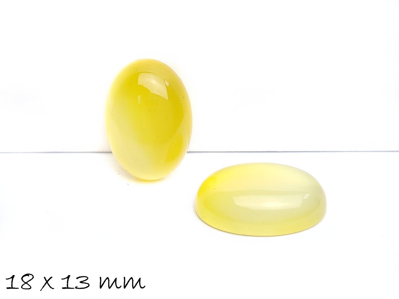 2 Stück Edelstein Cabochons Achat, 18 x 13 mm, gelb