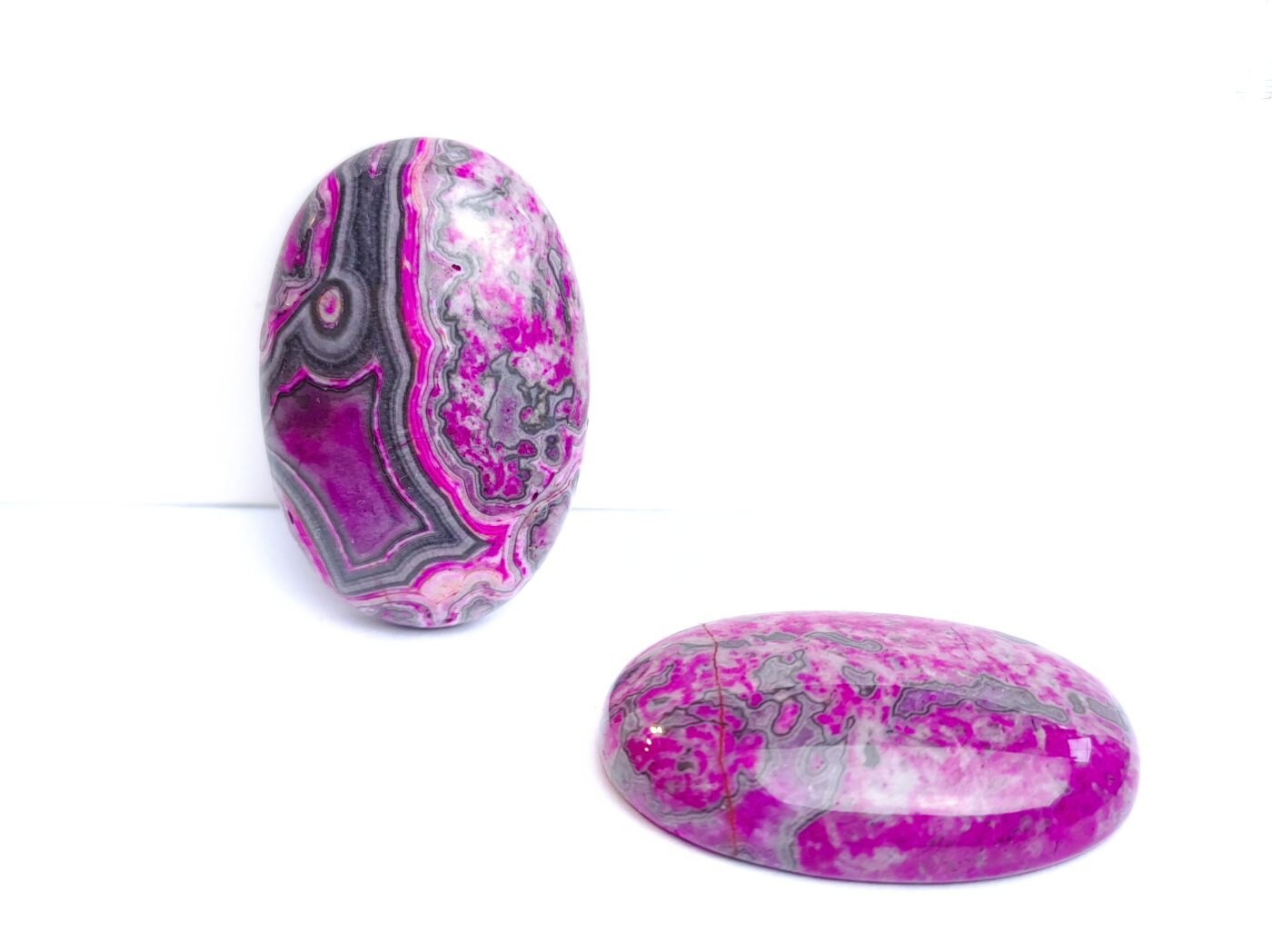 1 Stück Edelstein Cabochon, Ripple-Jasper,  30 x 20 mm, verschiedene Farben