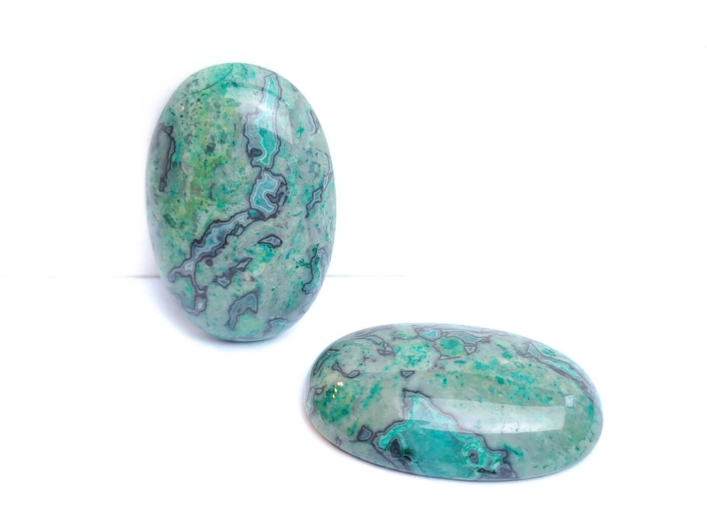 1 Stück Edelstein Cabochon, Ripple-Jasper,  30 x 20 mm, verschiedene Farben