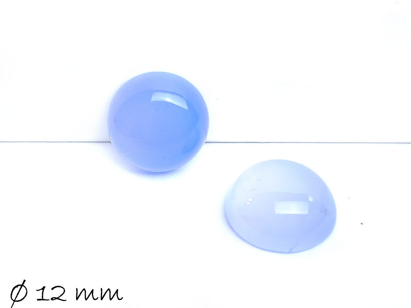 2 Stück Cabochons, Achat, 12 mm, hellblau