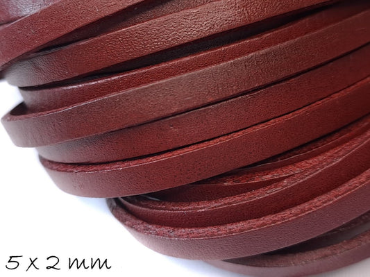 1,30EUR/m - 2 m Lederband flach in braun, 5 x 2 mm