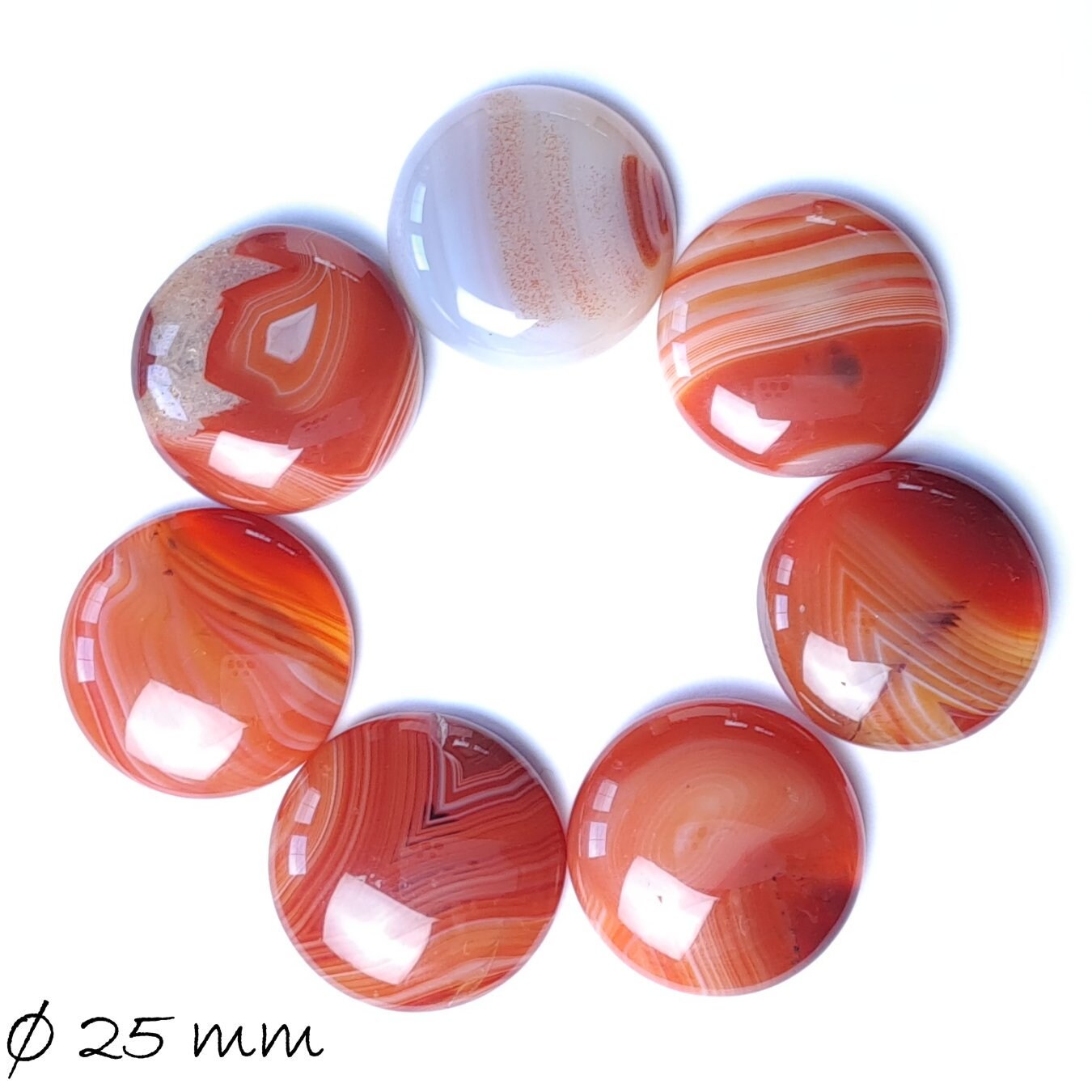 B-WARE, 1 Stück Edelstein Cabochon, roter Achat, 25 mm