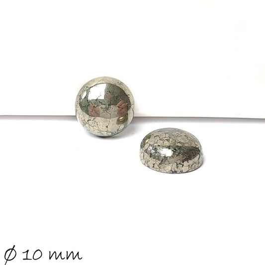 2 Stück Edelstein Cabochons, natürliches Pyrit, Ø 10 mm