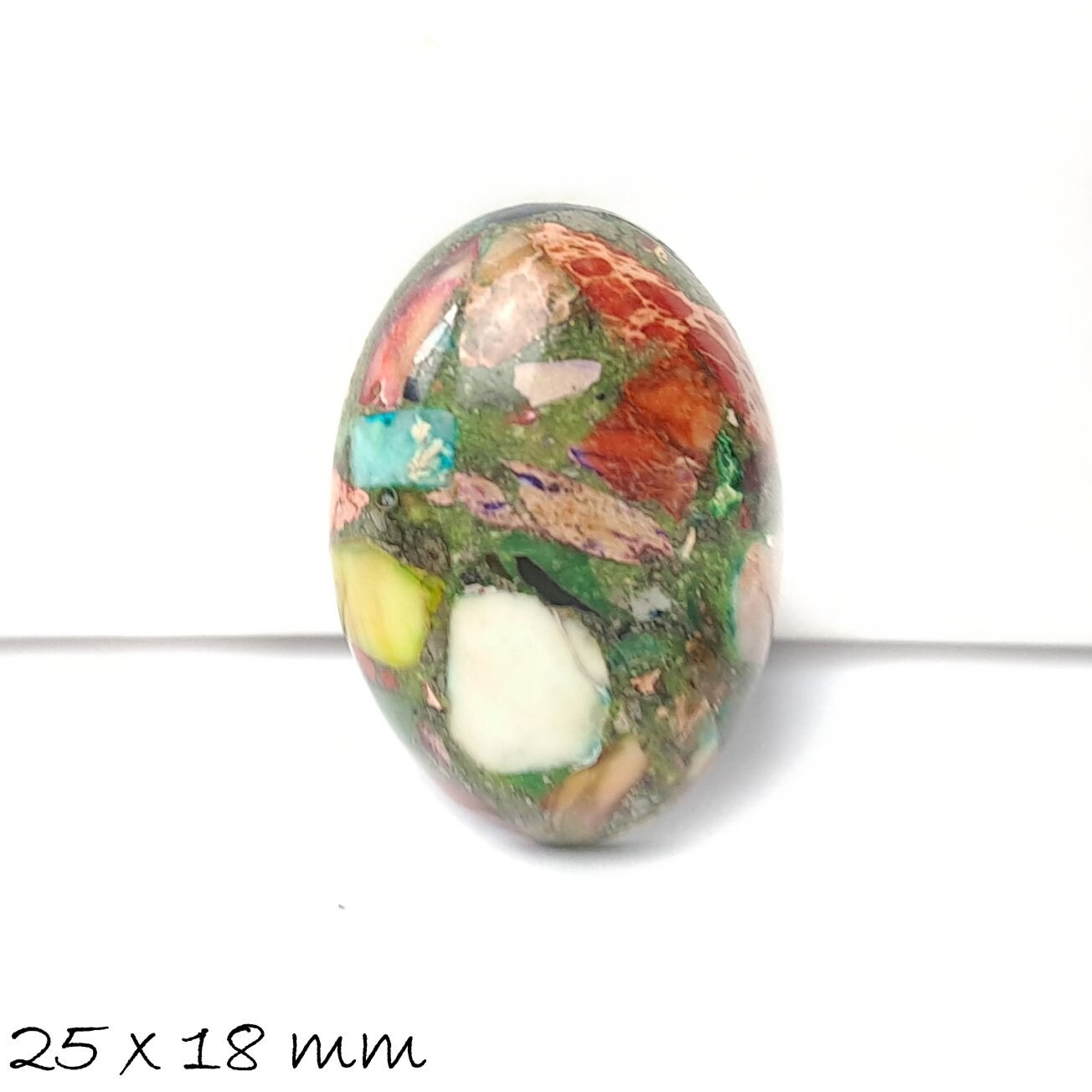 1 Stück Cabochon, synthetischer Regalit/ Imperial Jasper, 25 x 18 mm, bunt