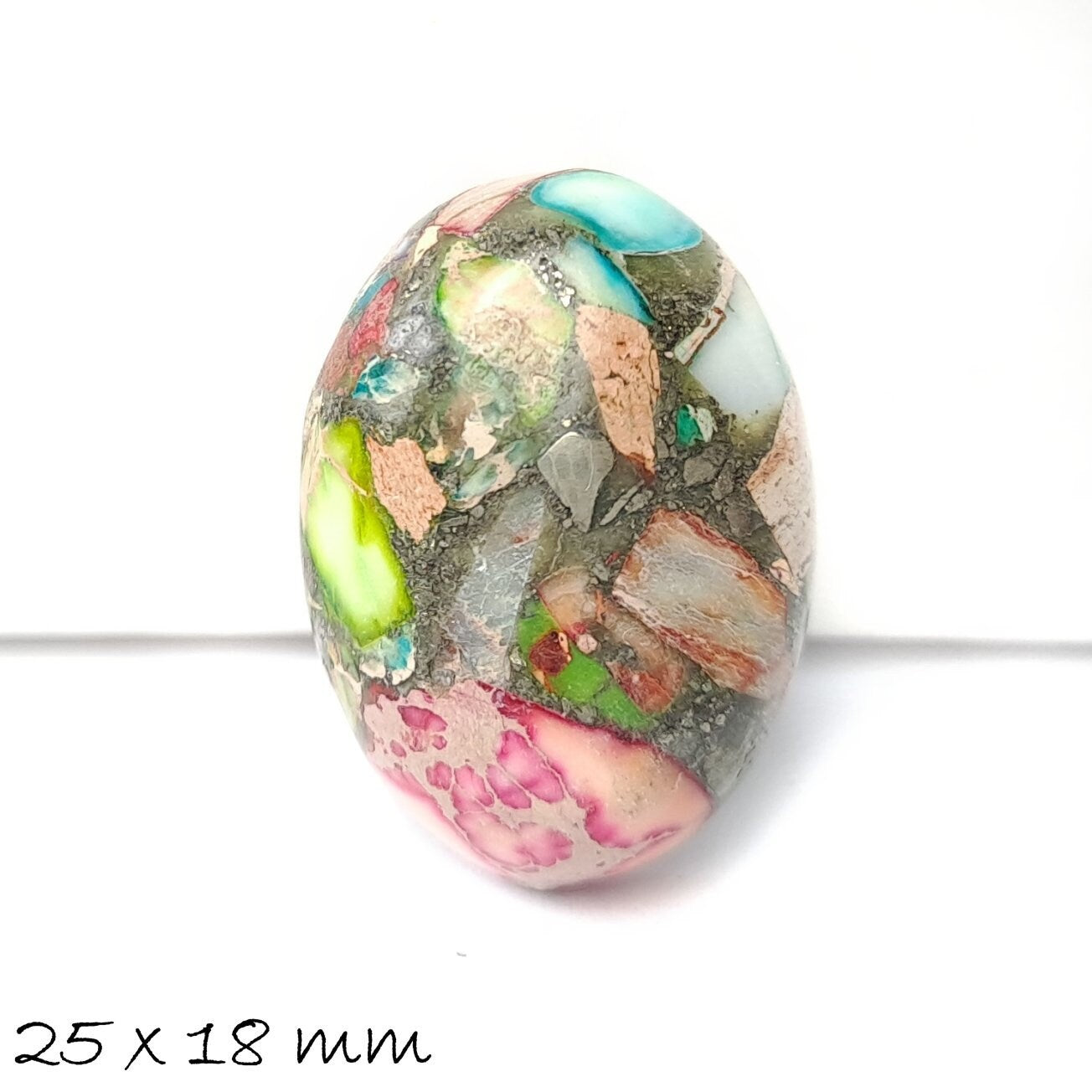 1 Stück Cabochon, synthetischer Regalit/ Imperial Jasper, 25 x 18 mm, bunt