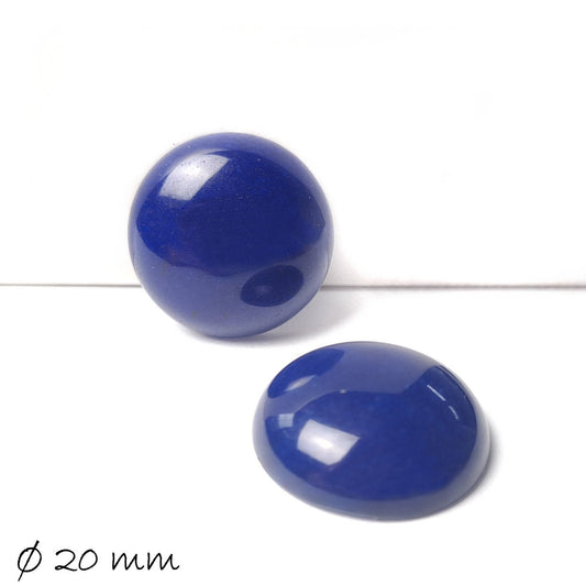 2 Stück Edelstein Cabochons, Jade (dunkelblau), Ø 20 mm