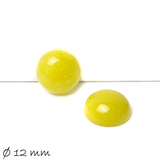 2 Stück Edelstein Cabochons, Jade (gelb-grün), 12 mm