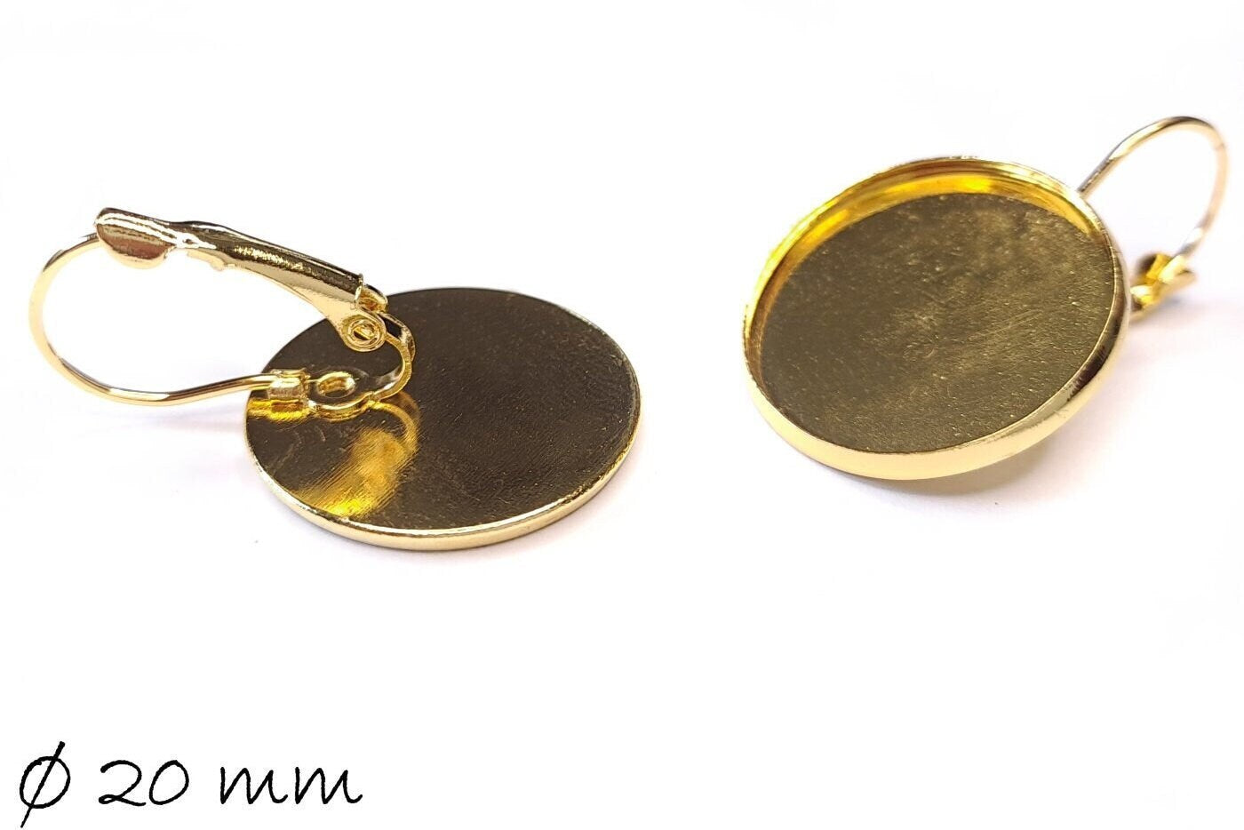 4 Stück Brisuren mit Fassung in gold für 20 mm Cabochons