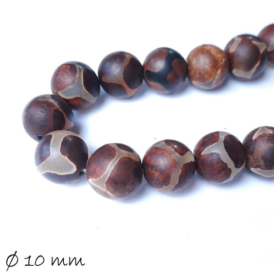 10 Stück Edelstein Perlen, Achat, braun, Ø 10 mm, 2