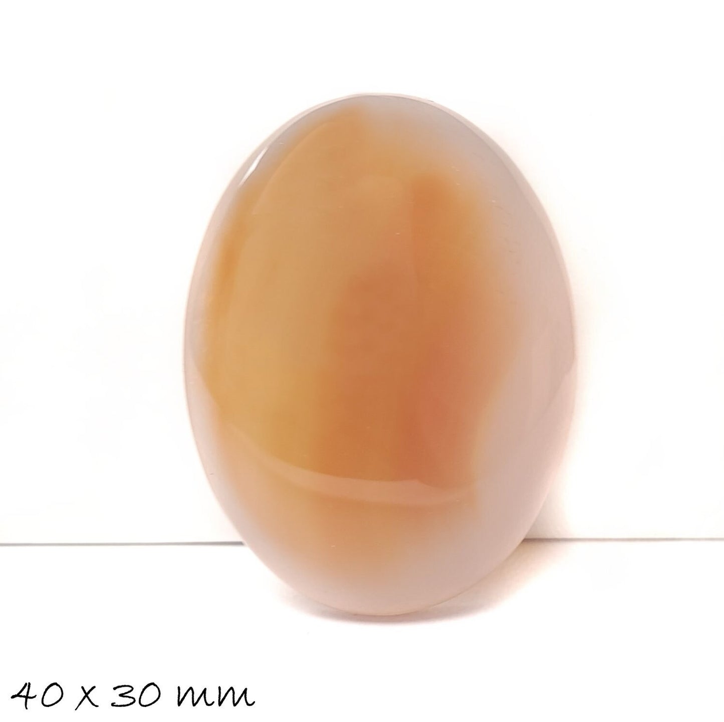 1 Stück Edelstein Cabochon Achat, 40 x 30 mm, creme, altrosa