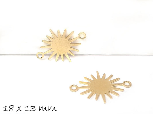 4 Stück Verbinder "Sonne" aus Messing, gold, 18 x 13 mm