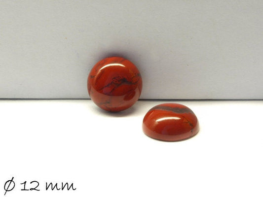 2 Stück Edelstein Cabochons, roter Jasper, 12 mm