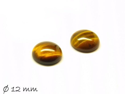 2 Stück Cabochons, Tigerauge, 12 mm