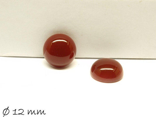 2 Stück Edelstein Cabochons, roter Achat, 12 mm