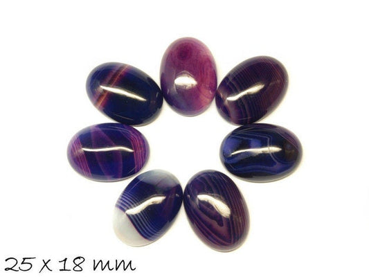 1 Stück ovaler Edelstein Cabochon, Achat, 25 x 18 mm, lila