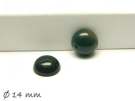2 Stück Edelstein Cabochons, Moos Achat, 14 mm