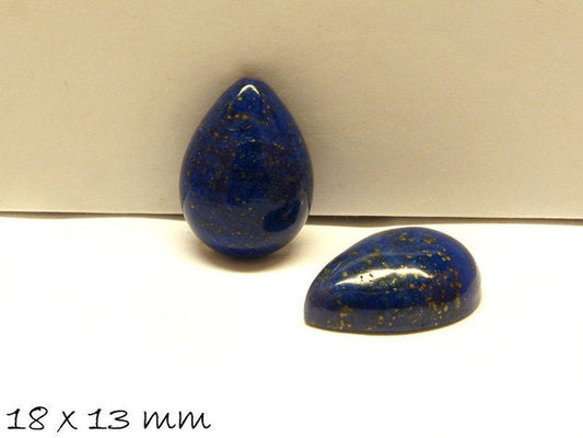 2 Stück Tropfen-Cabochons Lapis Lazuli, 18 x 13 mm