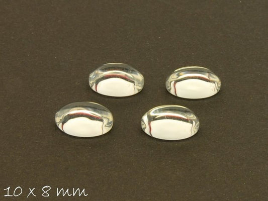20 Stück ovale klare 10 x 8 mm Glas Cabochons